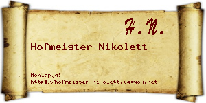 Hofmeister Nikolett névjegykártya